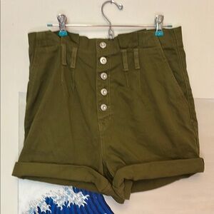 Free People Cindy Utility Paperbag Shorts – Moss Green, Size 4